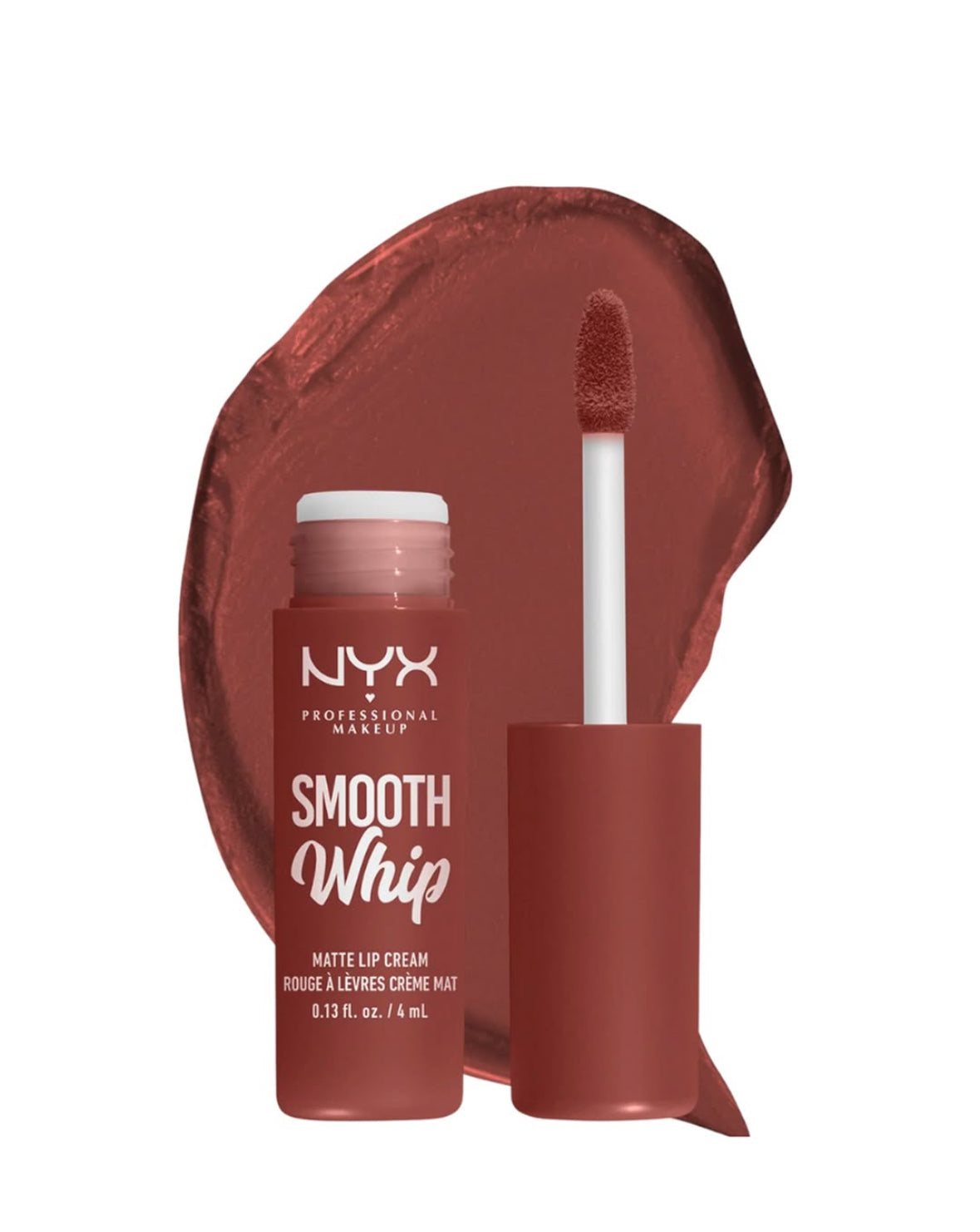 NYX Smooth Whip Matte Lip Cream with applicator on a white background