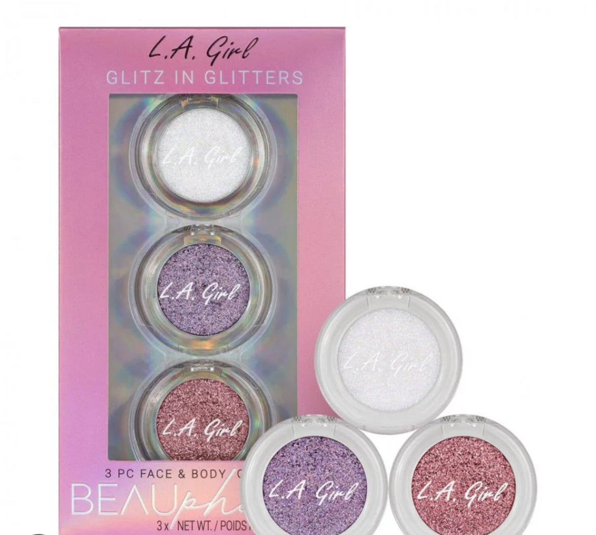 L.A. Girl Glitz In Glitter 3 Pc Face and Body Glitter Set