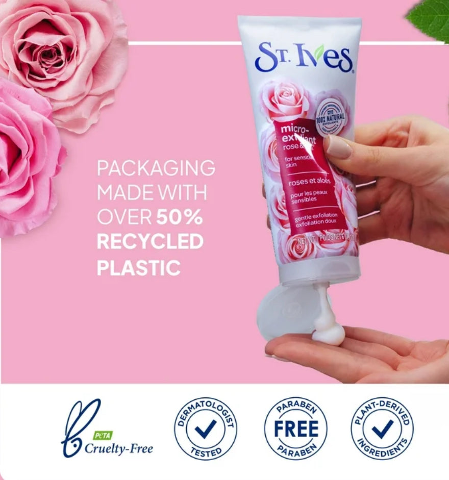 St. Ives Micro Face Exfoliant Rose Water & Aloe Facial Exfoliator for Sensitive Skin 6 oz