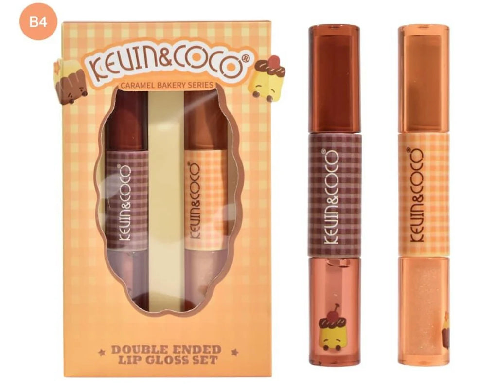 Lips-Kevin&Coco Caramel Bakery Series Double Ended Lip Gloss Set