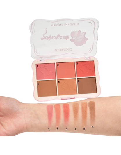 Makeup palette with swatches on a arm, brand