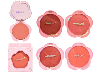 Six blushes in pink cases with 'Elkin & Coco' branding on a white background