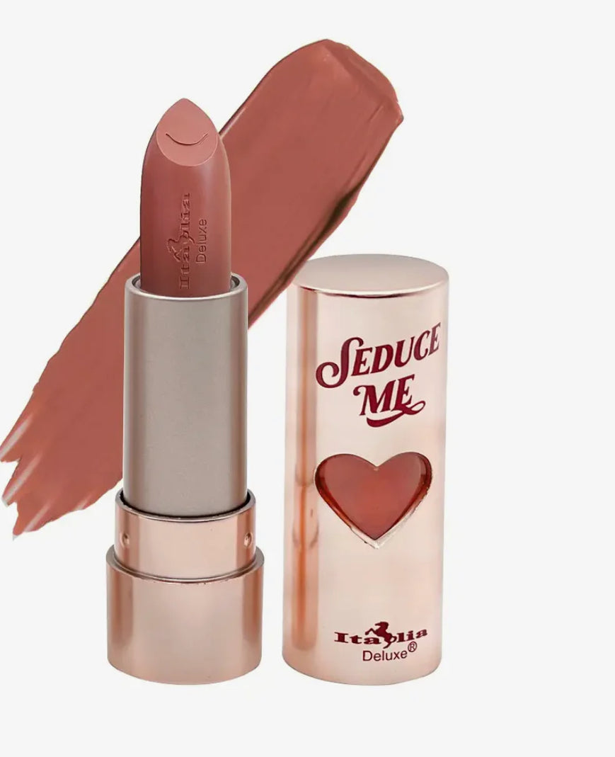 Lipstick with 'Seduce Me' packaging on a white background