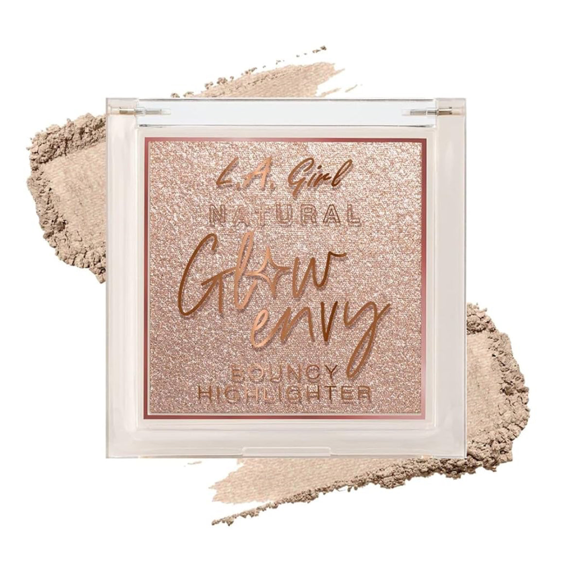 L.A. Girl Natural Glow Envy highlighter with a beige color swatch on a white background