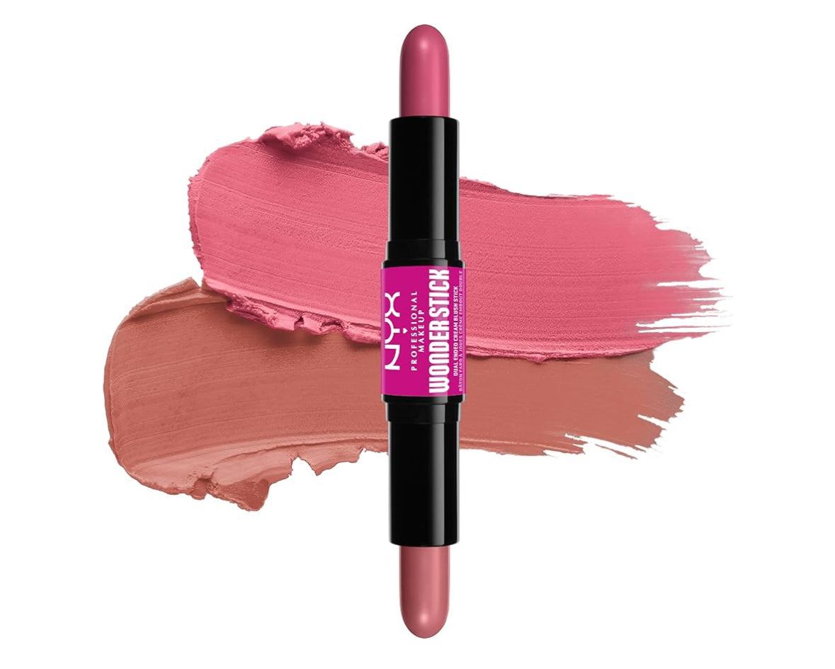 NYX blush duo product with swatches on a white background