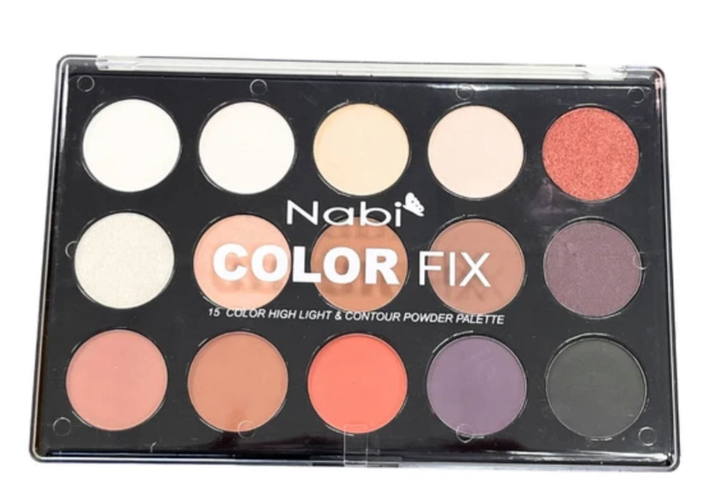 Nabi Color Fix makeup palette with various shades on a white background